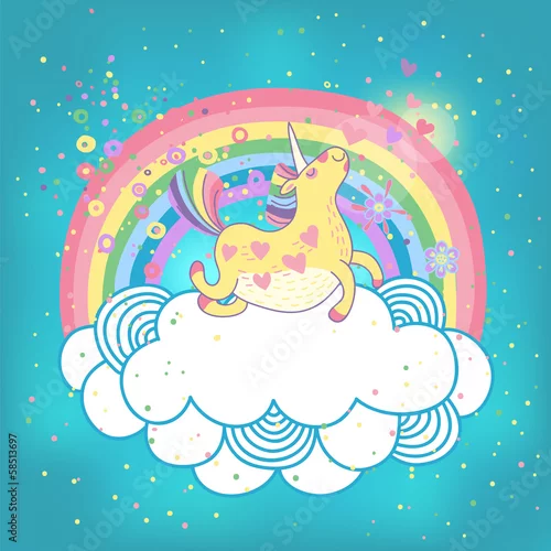 Obraz Tęcza jednorożca w chmurach