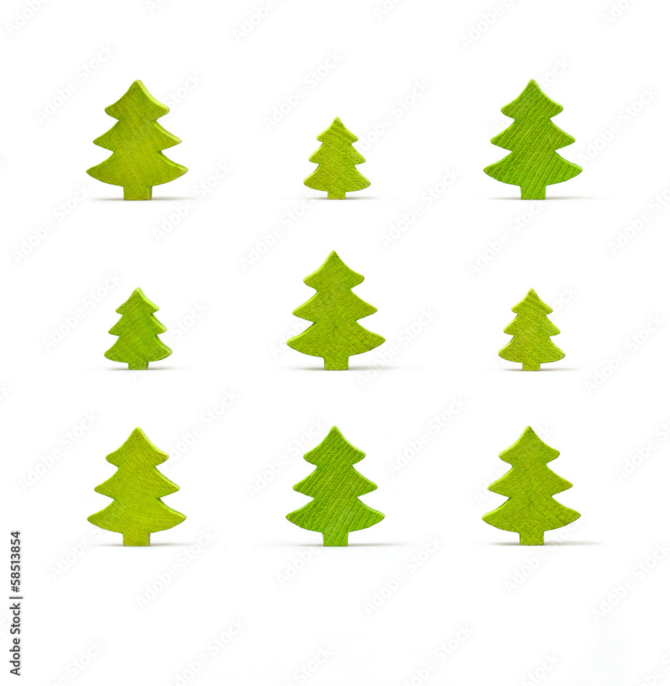 Set of wooden Christmas tree