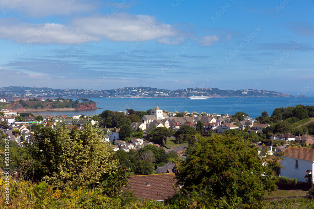 View of Torquay coast and bay Devon England from Paignton