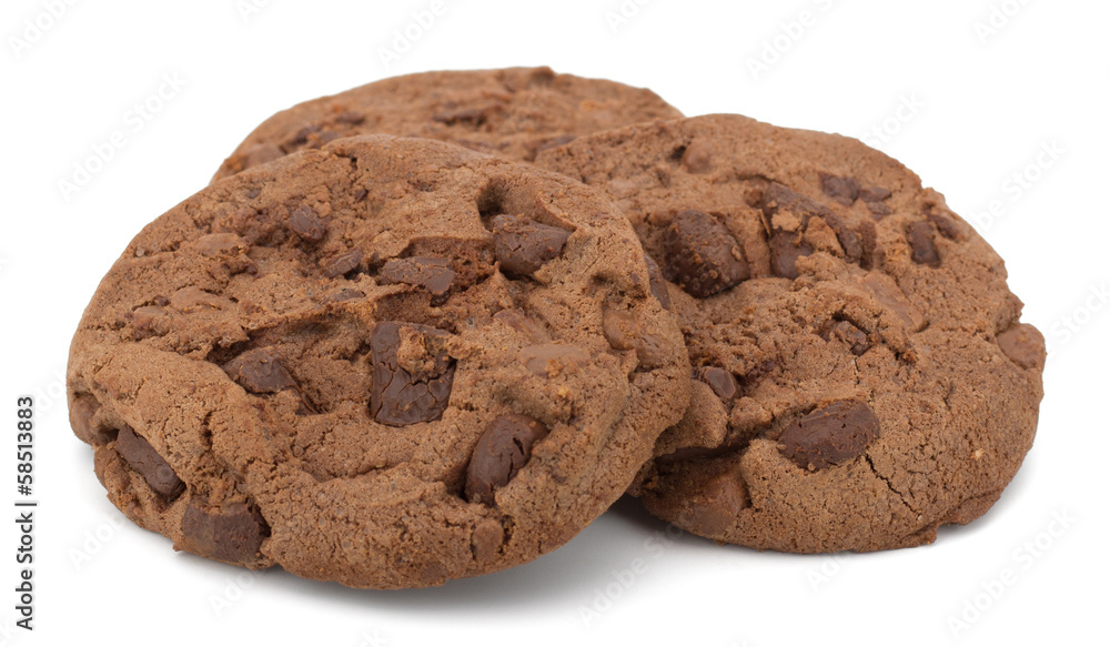 Chocolate pastry cookies isolated on white background Chocolate pastry cookies isolated on white background