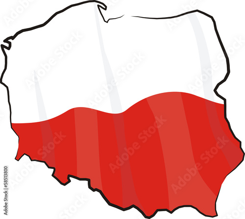 poland - map and flag