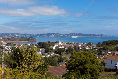 View of Torquay coast and bay Devon England from Paignton