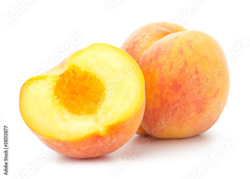 Картината върху платно Ripe peach fruit isolated on white background