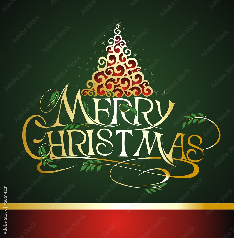 Christmas lettering tree background