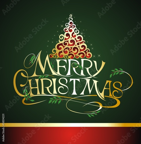 Christmas lettering tree background