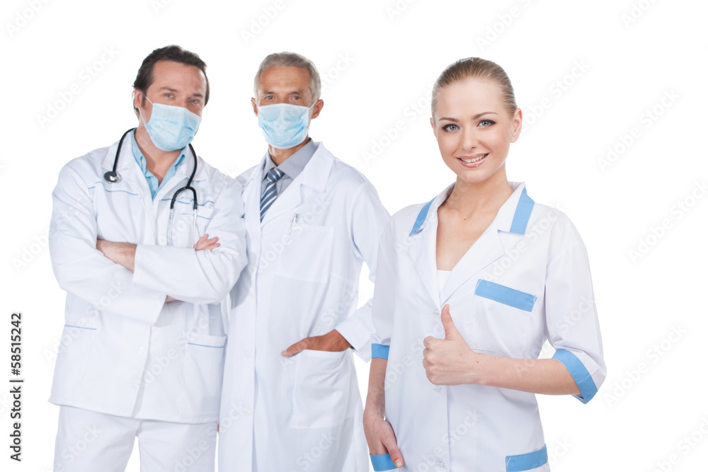 Group of doctors standing together. Group of doctors standing together.