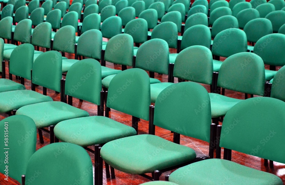 Rows of Green Chairs in a Seminar Hall Rows of Green Chairs in a Seminar Hall