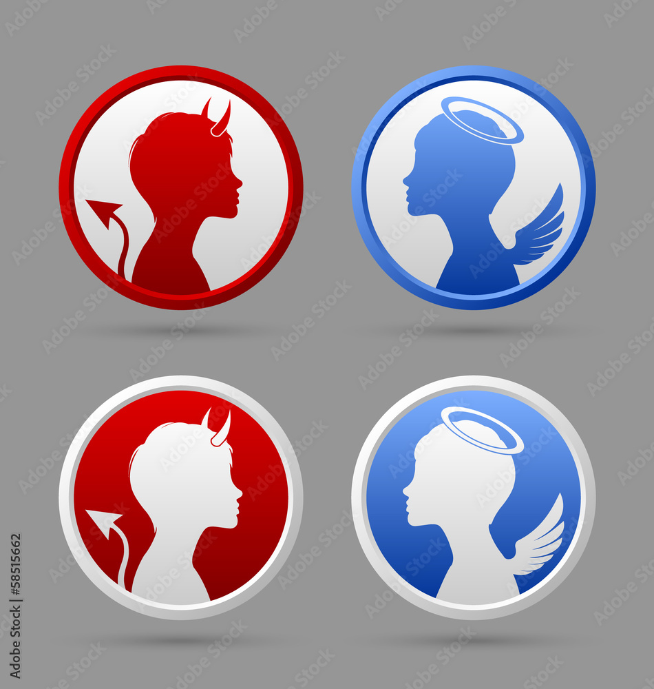 Angel and devil icons Angel and devil icons