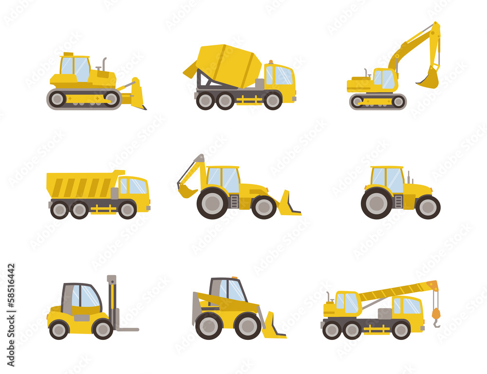 set of heavy equipment icons set of heavy equipment icons