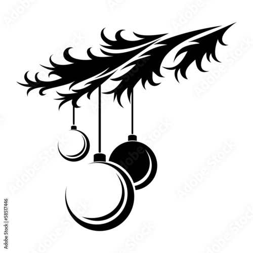 Christmas balls. Vector black silhouette.