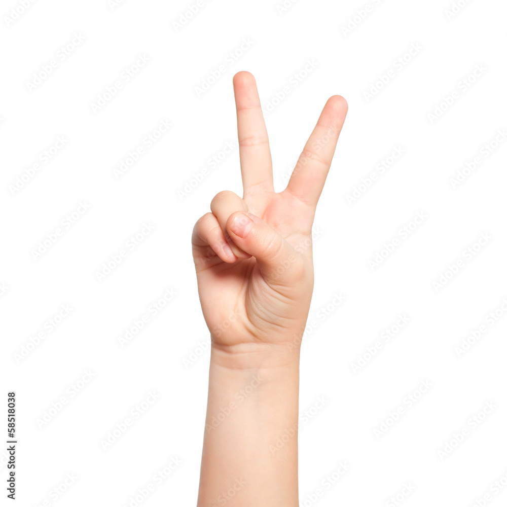 isolated child hand shows the number two isolated child hand shows the number two