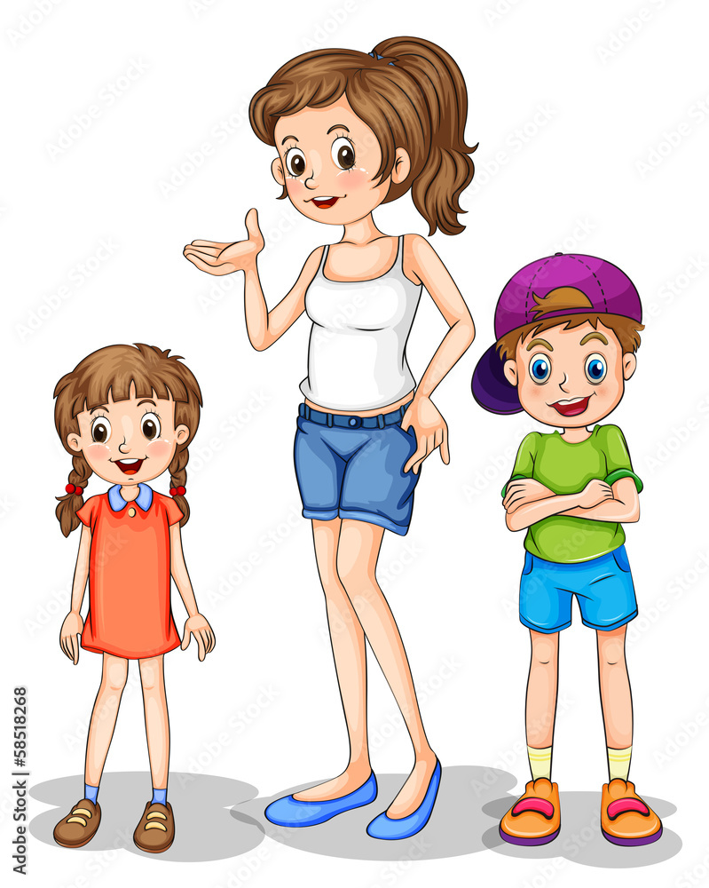 A girl and her siblings A girl and her siblings