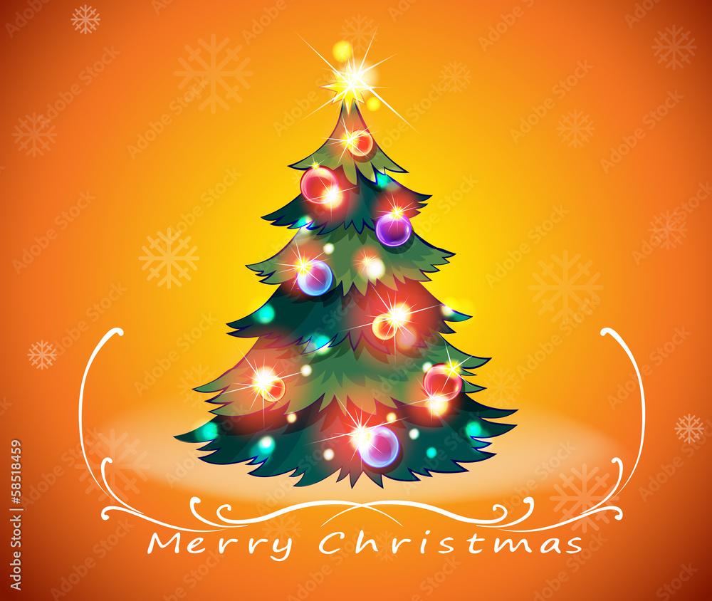 A christmas card design with a sparkling christmas tree A christmas card design with a sparkling christmas tree