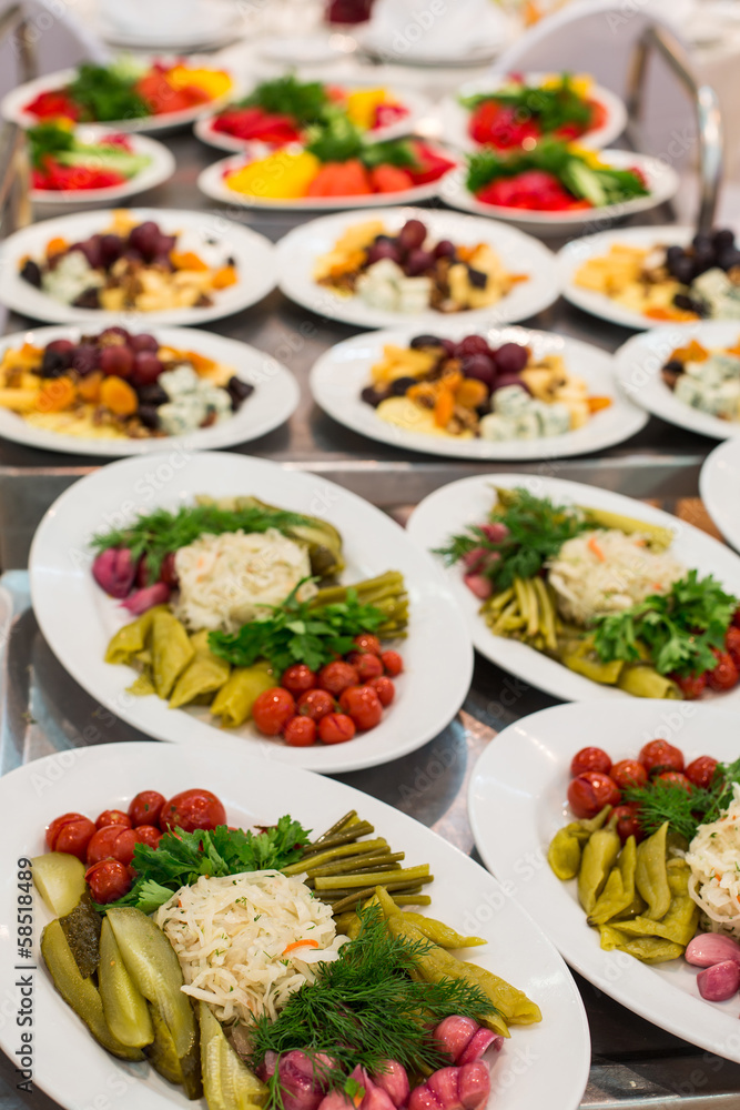 Snacks pickled vegetables, dried fruits and fresh vegetables Snacks pickled vegetables, dried fruits and fresh vegetables