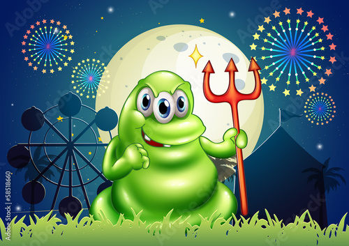 A death monster at the carnival with a firework display