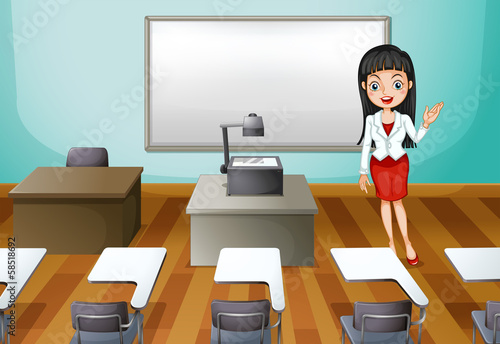 A room with a lady professor