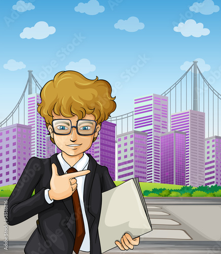 A handsome and smart-looking businessman holding a document