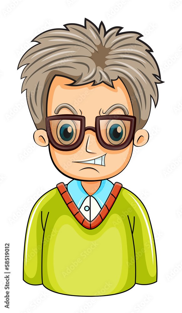 An angry businessman wearing an eyeglass
