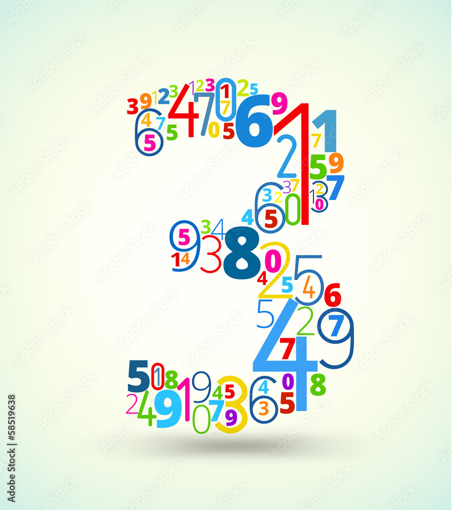 Number 3, colored vector font from numbers