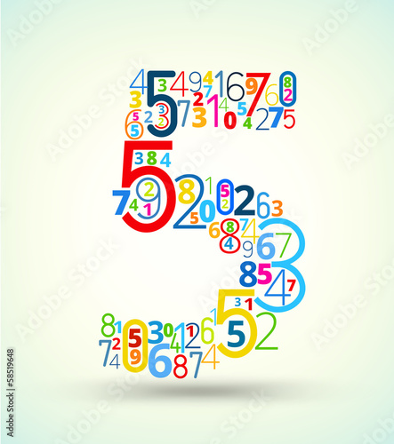 Number 5, colored vector font from numbers