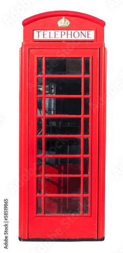 Red Telephone Box on White