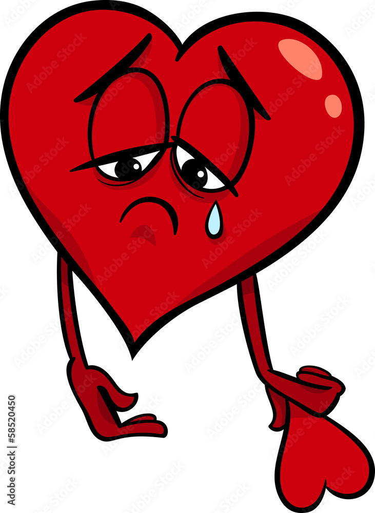sad broken heart cartoon illustration Stock Vector | Adobe Stock