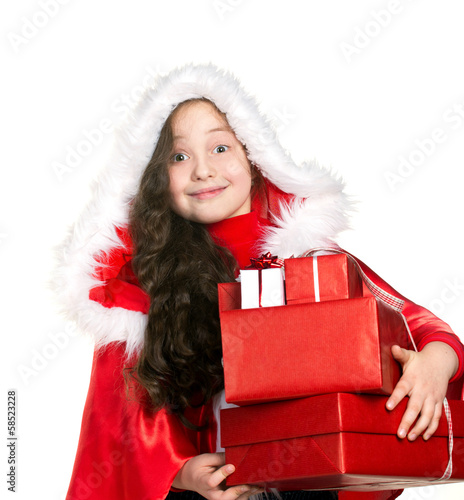 happy girl with gifts photo