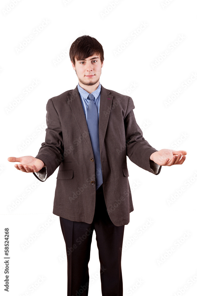 Young businessman with open hands Young businessman with open hands