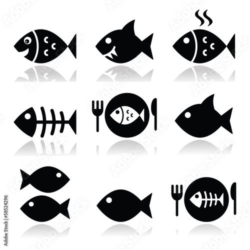 Fish, fish on plate, skeleton vecotor icons photo