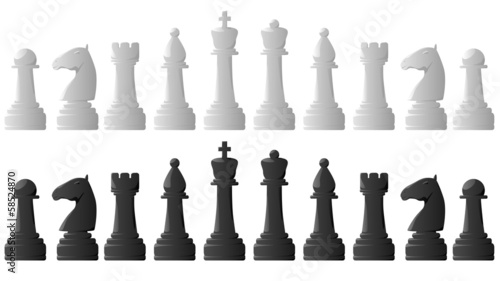 Set of chess pieces.