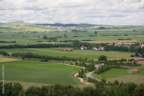 Beautyful landscape with cultivated lands and small villages