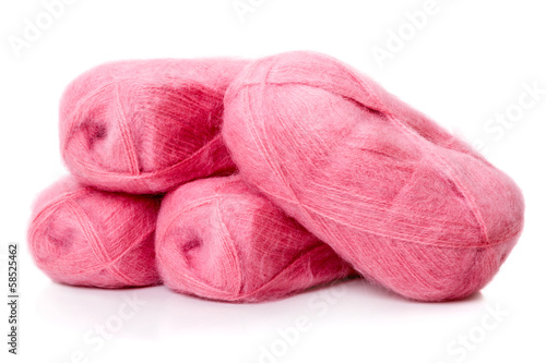 Skeins of pink mohair