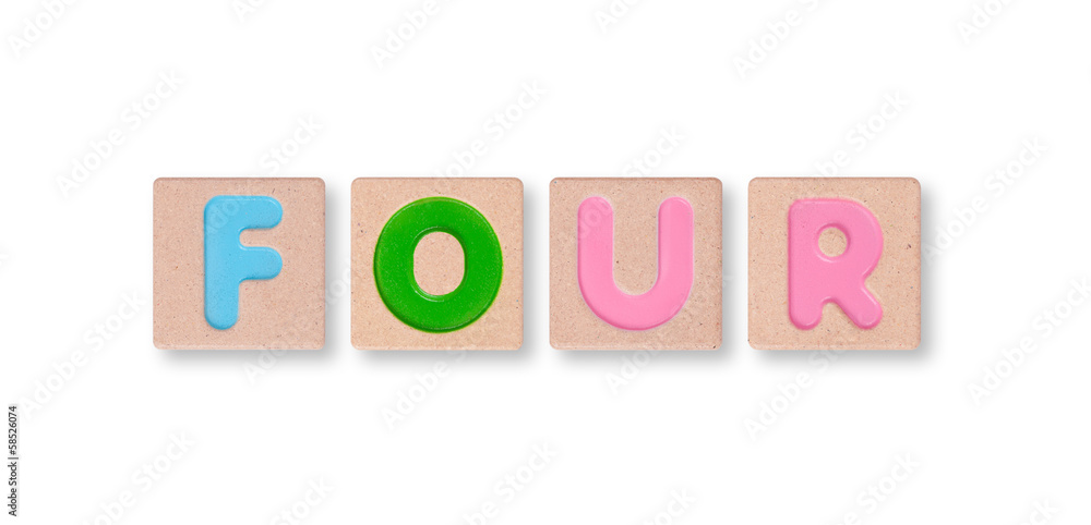 Wording four isolated on white background Wording four isolated on white background