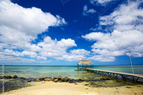 Calm scene with jetty and ocean in Mauritius Island