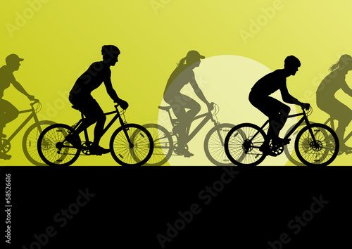 Active cyclists bicycle riders in countryside nature landscape b