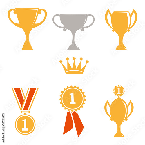 Trophy and awards icons set