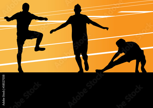 Man stretching exercise warming up vector background