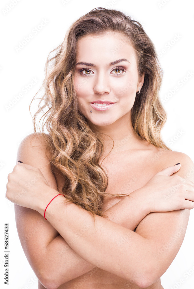 Fototapeta premium colwoman with perfect clean skin in studio