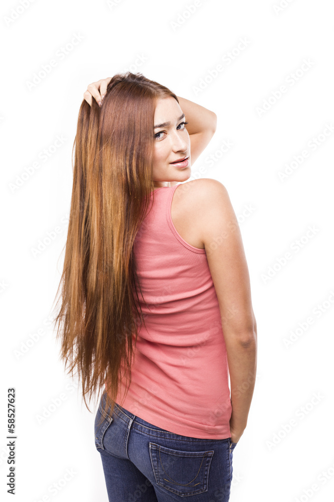 Young student woman posing over white background Young student woman posing over white background