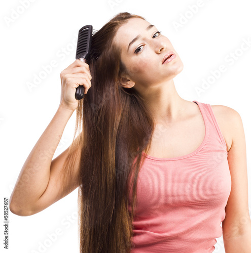 attractive girl with long straight hair
