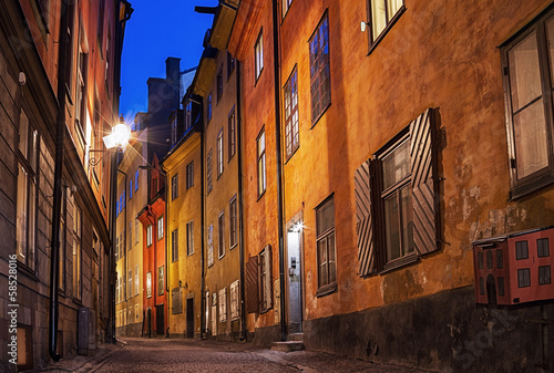 Gamla stan in Stockholm at night.