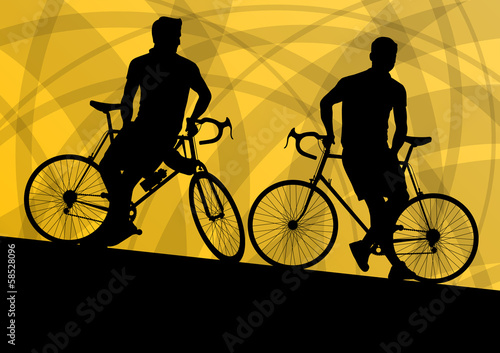 Active cyclist bicycle rider active sport silhouette vector back