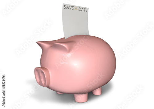 Piggy Bank Save The Date Note photo