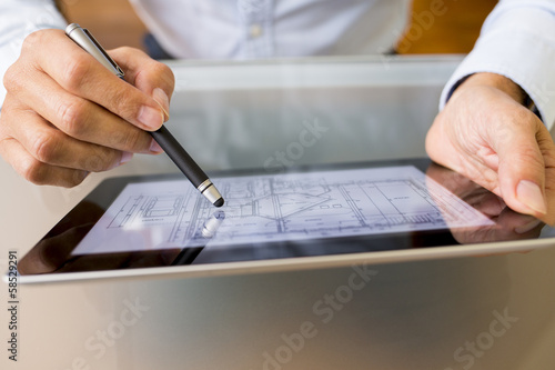 Fotografie, Tablou Architect working with stylus and digital tablet pc