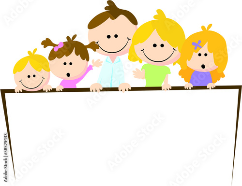 cute simple family cartoons of five people