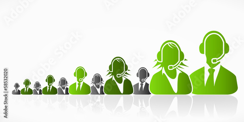 Green customer service people group abstract silhouettes