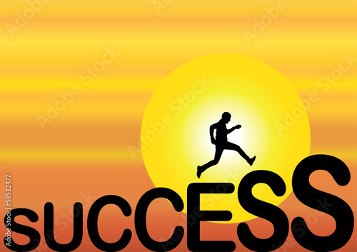 fit healthy man running up big success text silhouette sky sun