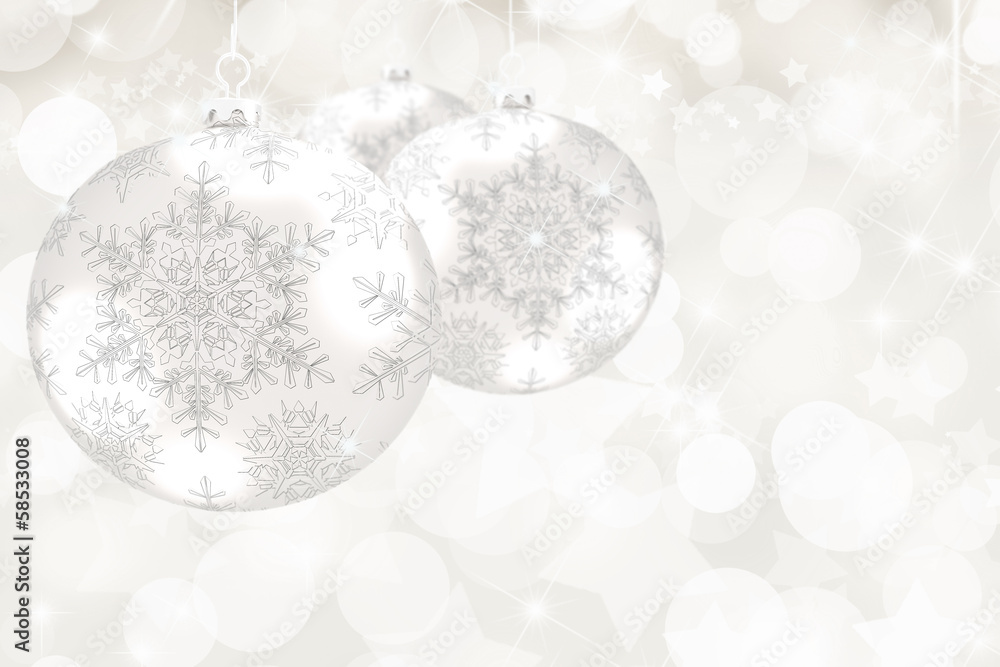 Bokeh Background with Silver Christmas Balls Bokeh Background with Silver Christmas Balls