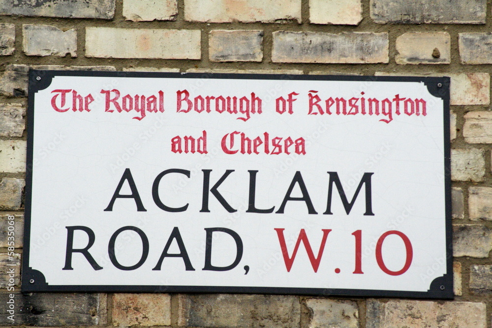 Acklam Road a famous street sign in London Acklam Road a famous street sign in London