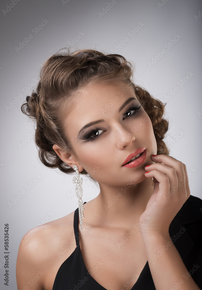 Portrait of young brunette girl with long hair Portrait of young brunette girl with long hair